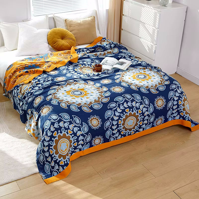 Regal Blumen Reversible Cotton Steppdecke Coverlet Leichte Bettwäsche