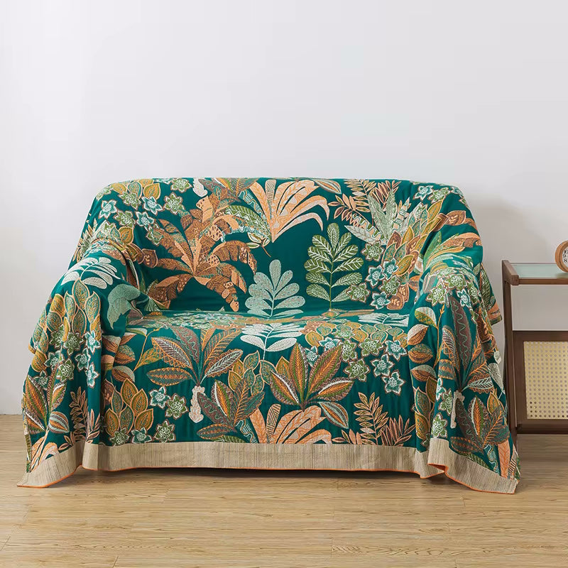 Emerald Eden Reversible Baumwollquilt Coverlet Leichte Bettwäsche