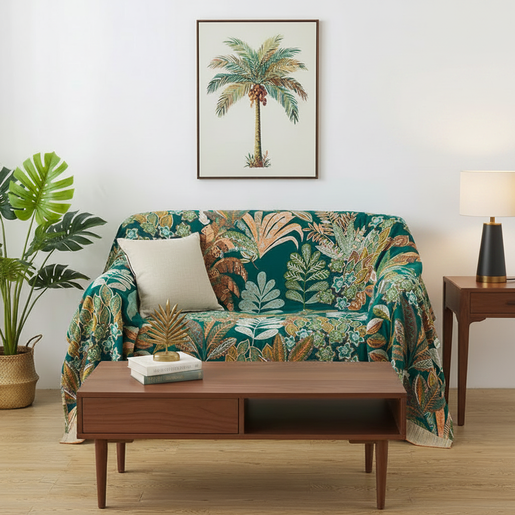 Emerald Eden Reversible Baumwollquilt Coverlet Leichte Bettwäsche