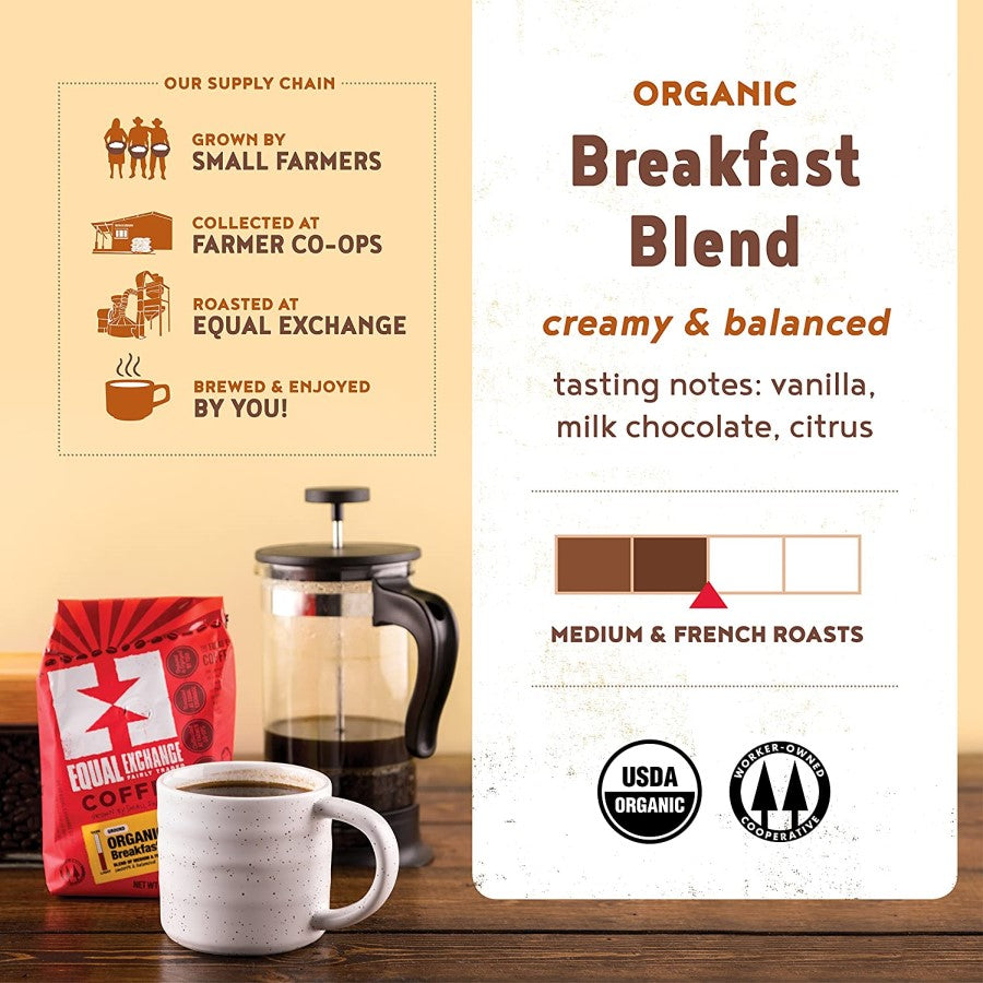 Gleicher Austausch Organischer Kaffee Frühstück Blend Ground 34 g