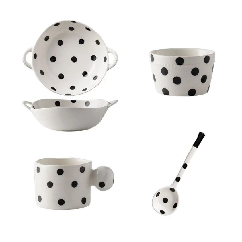 Farmhouse Schwarz Polka Dot Style unregelmäßig geformte Keramik-Dinnerware