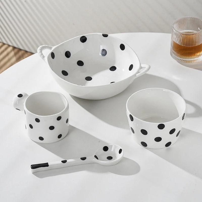 Farmhouse Schwarz Polka Dot Style unregelmäßig geformte Keramik-Dinnerware