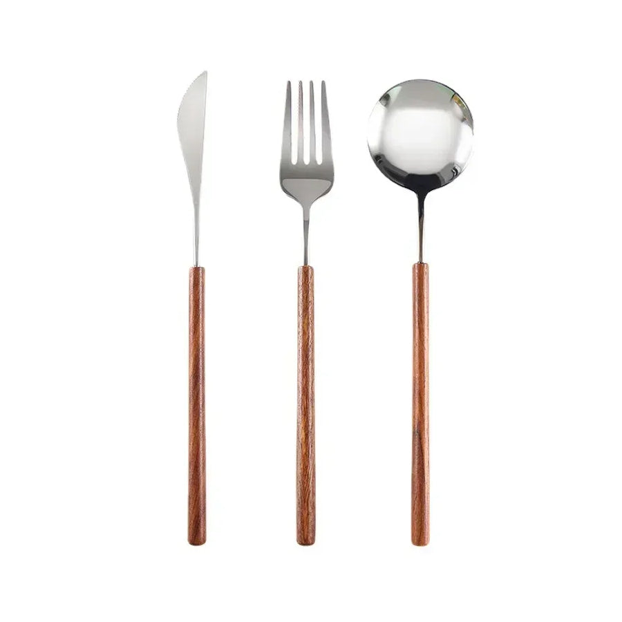 Ferme Edelstahl Flatware 3-teiliges Set mit Rosewood Griffe