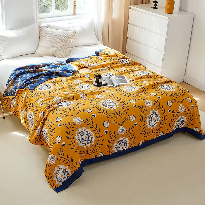 Regal Blumen Reversible Cotton Steppdecke Coverlet Leichte Bettwäsche