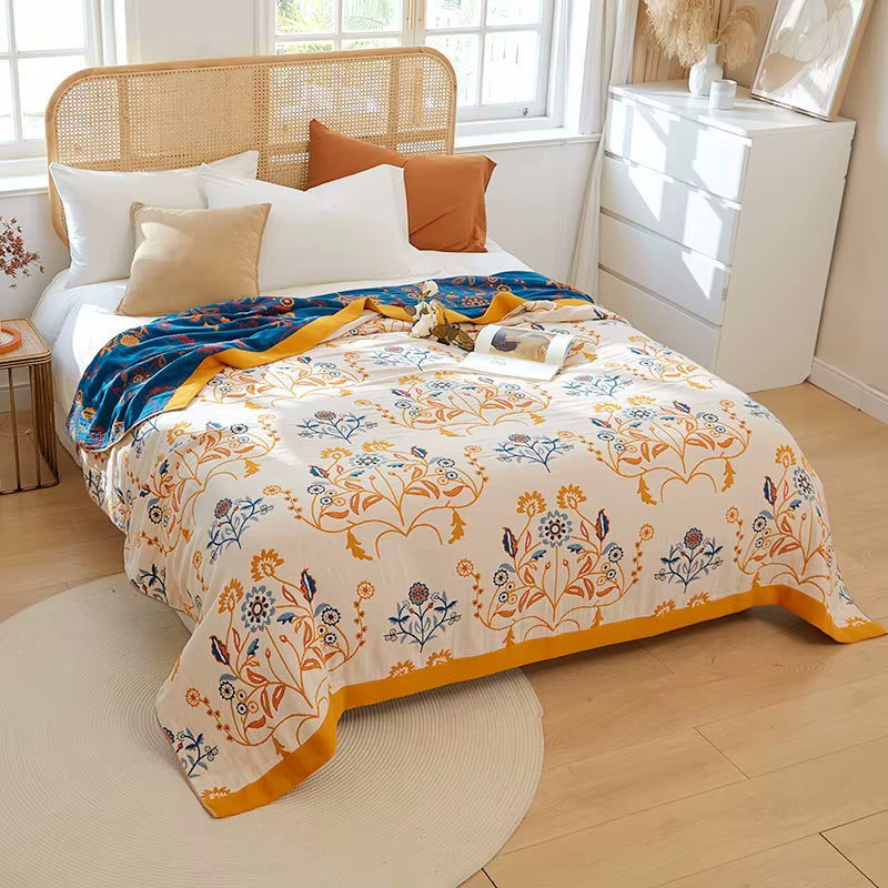 Regal Blumen Reversible Cotton Steppdecke Coverlet Leichte Bettwäsche