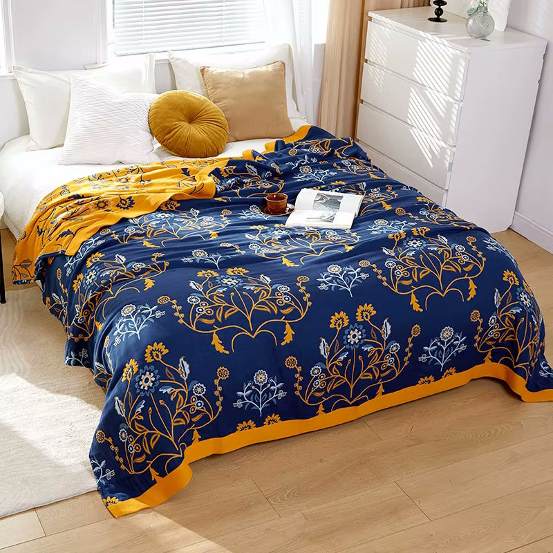 Regal Blumen Reversible Cotton Steppdecke Coverlet Leichte Bettwäsche
