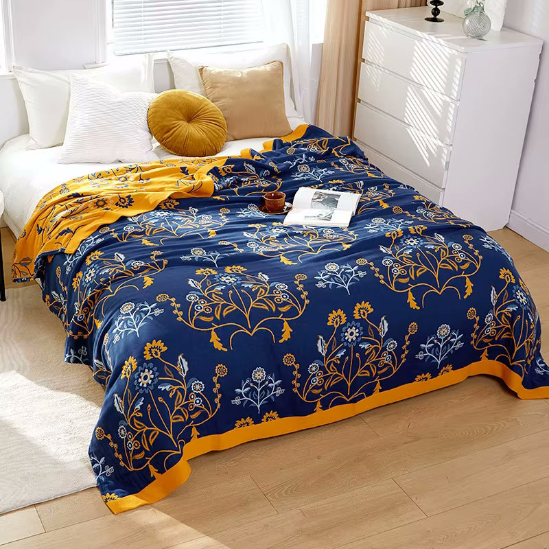 Regal Blumen Reversible Cotton Steppdecke Coverlet Leichte Bettwäsche