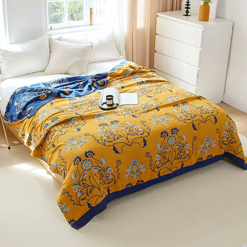 Regal Blumen Reversible Cotton Steppdecke Coverlet Leichte Bettwäsche