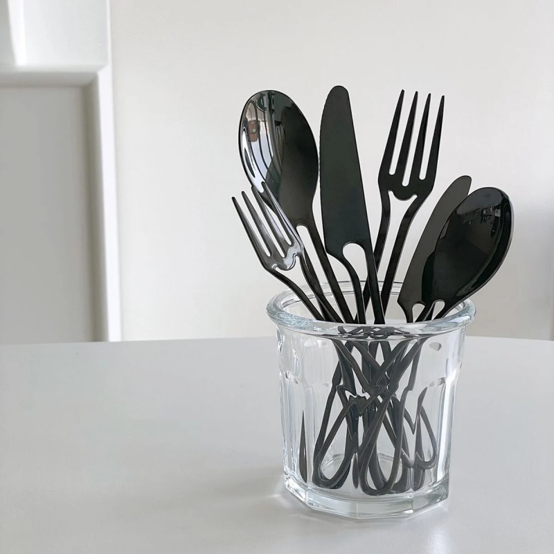 Minimalistischer Schnitt Griff Edelstahl Flatware 5-teiliges Set