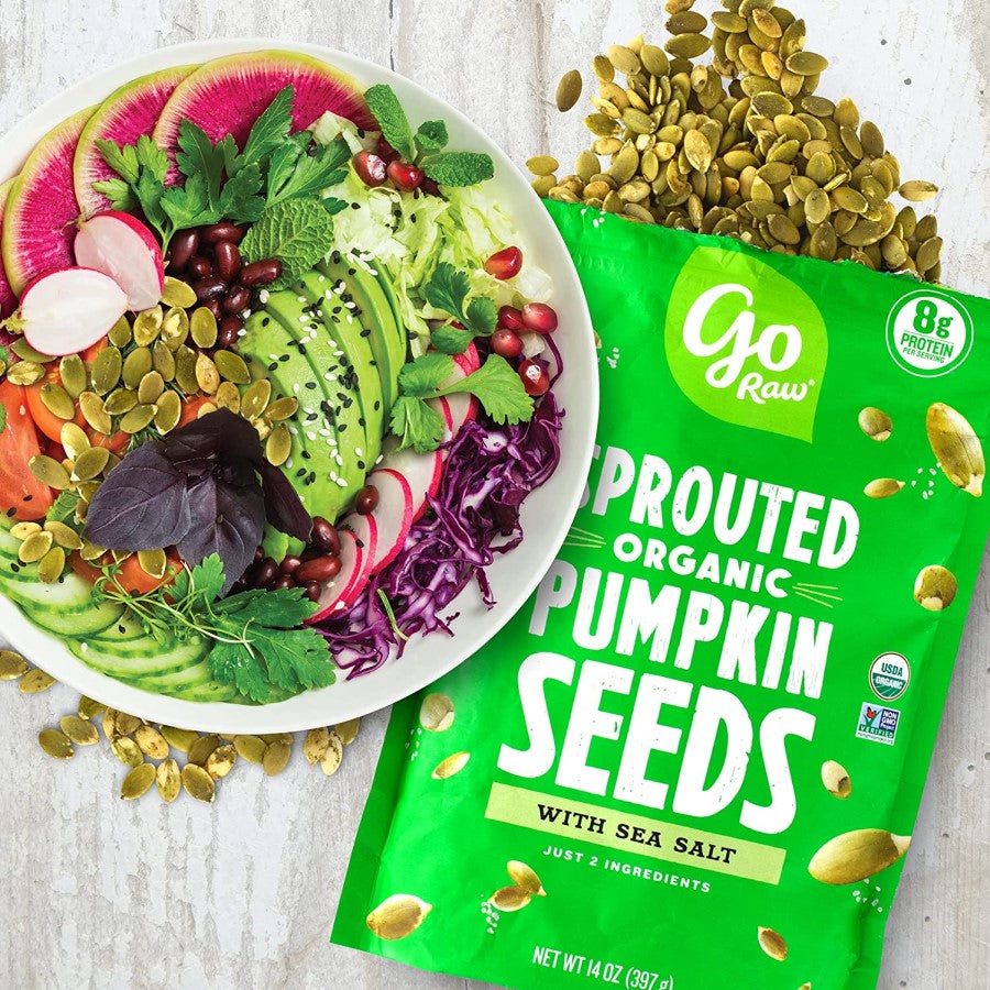 Go Raw Sprouted Organic Pumpkin Seeds mit Meersalz
