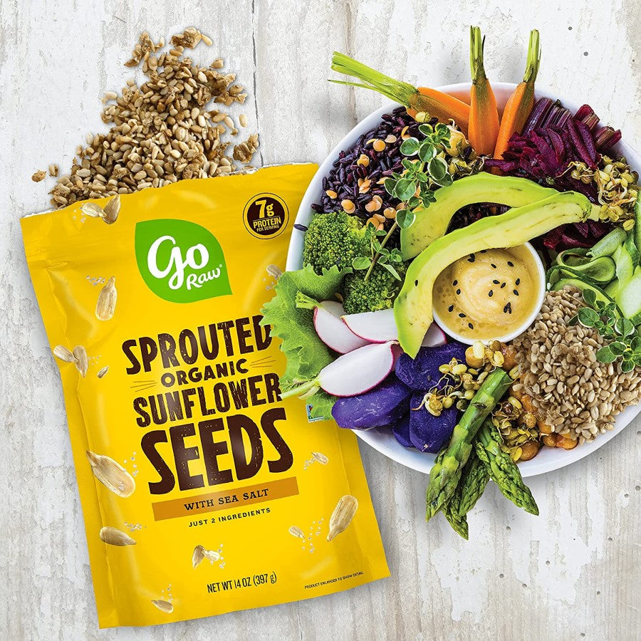 Go Raw Sprouted Organic Sonnenblumensamen mit Meersalz