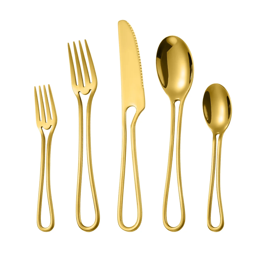 Minimalistischer Schnitt Griff Edelstahl Flatware 5-teiliges Set