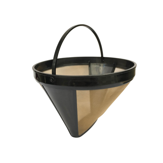 Gold Toned Edelstahl Mesh Wiederverwendbar Nr. 4 Cone Coffee Filter Basket