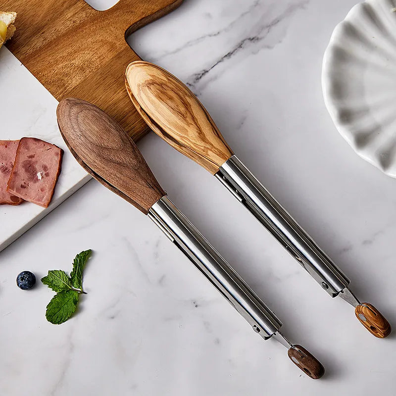 Edelstahl & Real Wood Küche Tongs