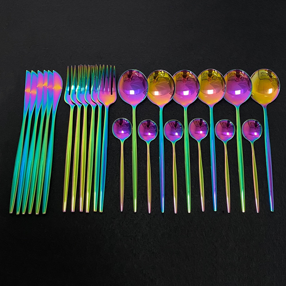 Edelstahl 24 Stück modernes Flatware Set