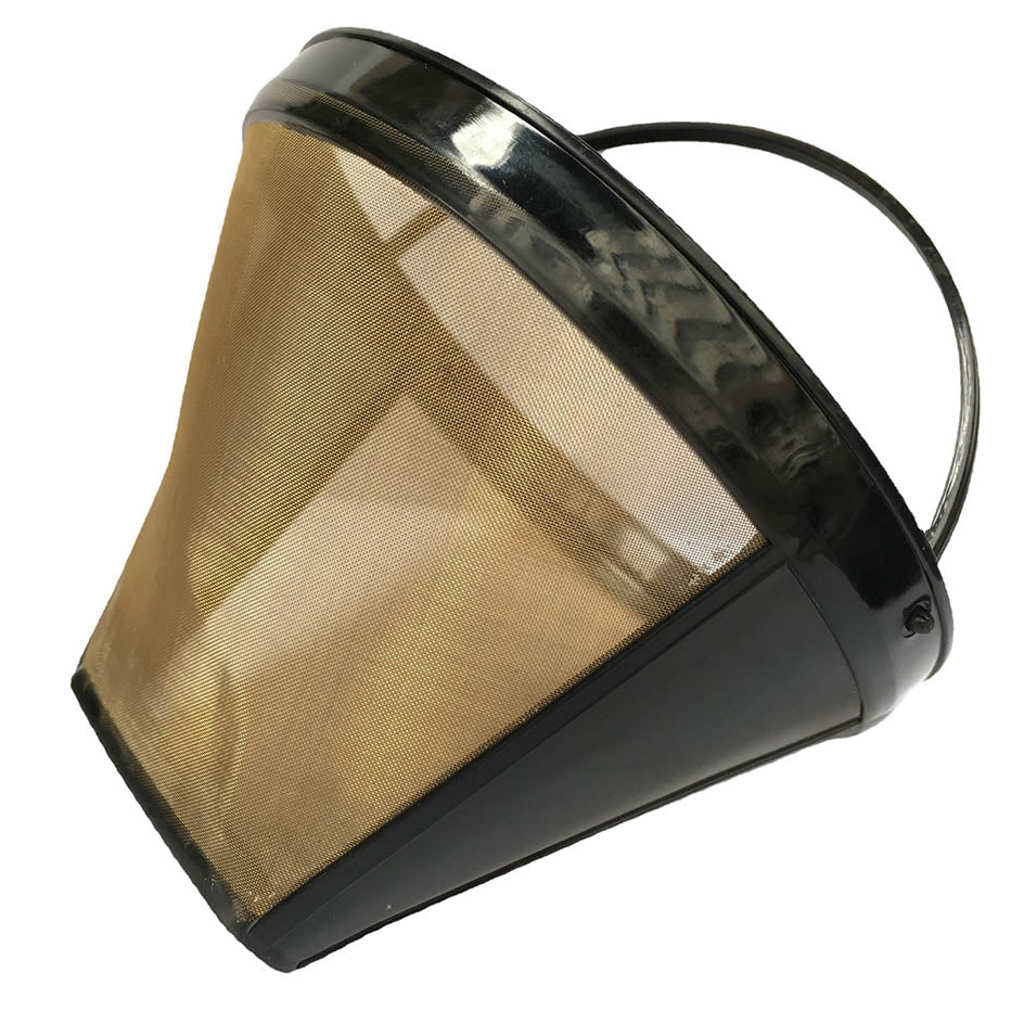 Gold Toned Edelstahl Mesh Wiederverwendbar Nr. 4 Cone Coffee Filter Basket