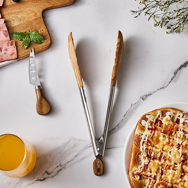 Edelstahl & Real Wood Küche Tongs