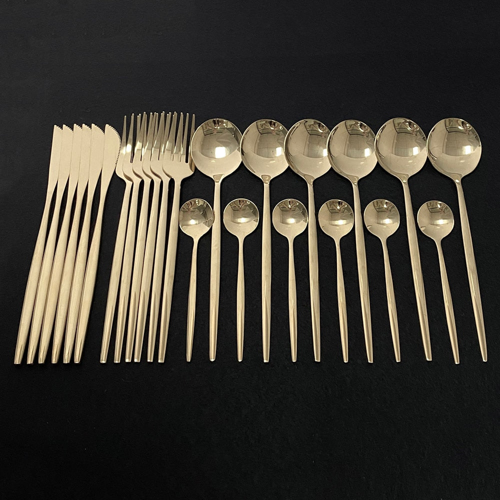 Edelstahl 24 Stück modernes Flatware Set