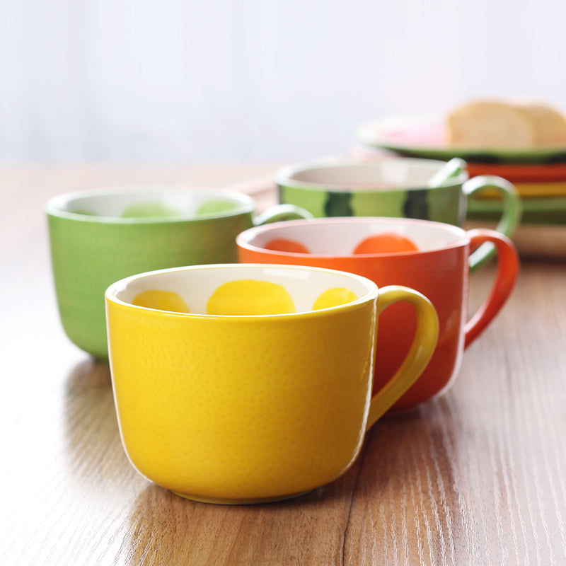 Sommer Fruit Style Keramikbecher, Löffel & Platte Set