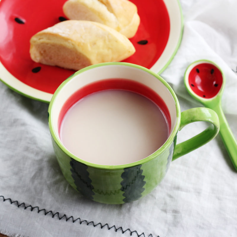 Sommer Fruit Style Keramikbecher, Löffel & Platte Set