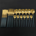Edelstahl 24 Stück Gold Modernes Flatware-Set mit bunten Griffen