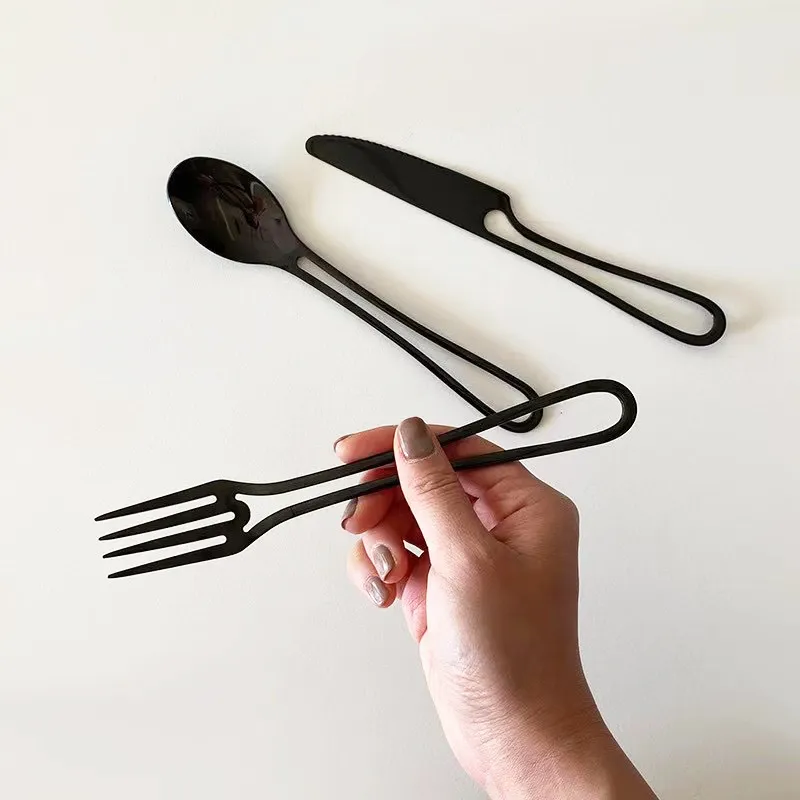 Minimalistischer Schnitt Griff Edelstahl Flatware 5-teiliges Set