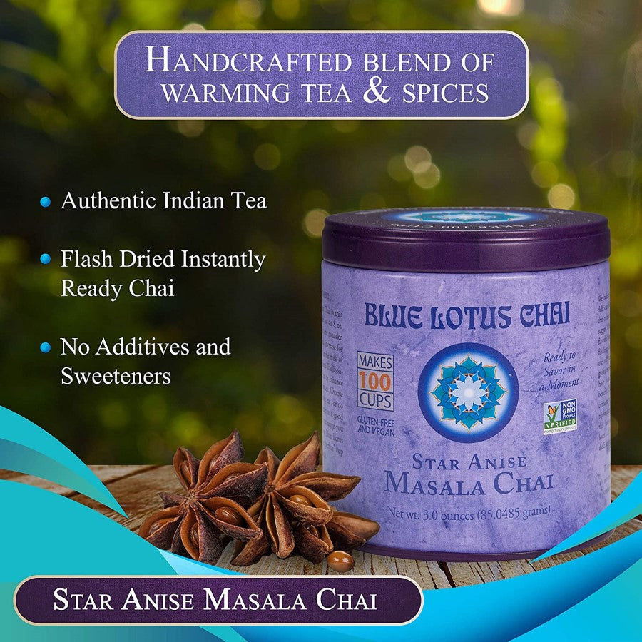 Blauer Lotus Chai Nicht-GVO-Star Anise Masala Chai Tee 85 g