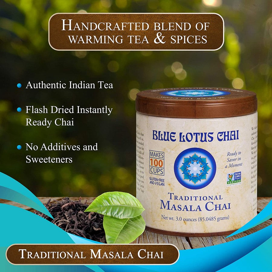 Blauer Lotus Chai Nicht-GVO Traditioneller Masala Chai Tee 85 g