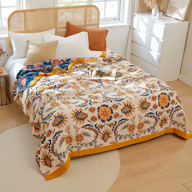 Regal Blumen Reversible Cotton Steppdecke Coverlet Leichte Bettwäsche