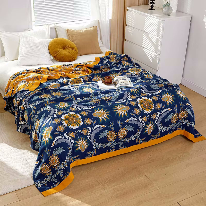 Regal Blumen Reversible Cotton Steppdecke Coverlet Leichte Bettwäsche