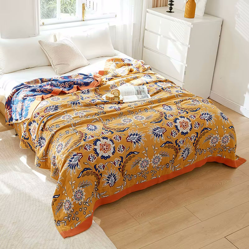 Regal Blumen Reversible Cotton Steppdecke Coverlet Leichte Bettwäsche