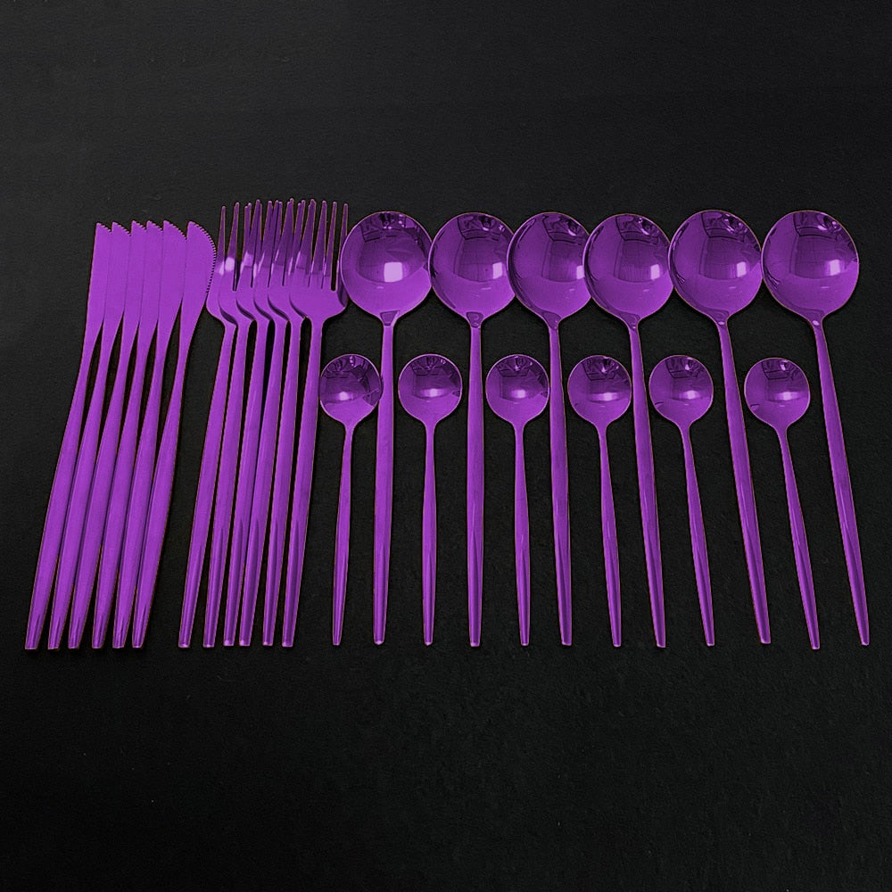 Edelstahl 24 Stück modernes Flatware Set