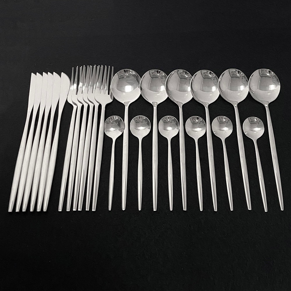 Edelstahl 24 Stück modernes Flatware Set