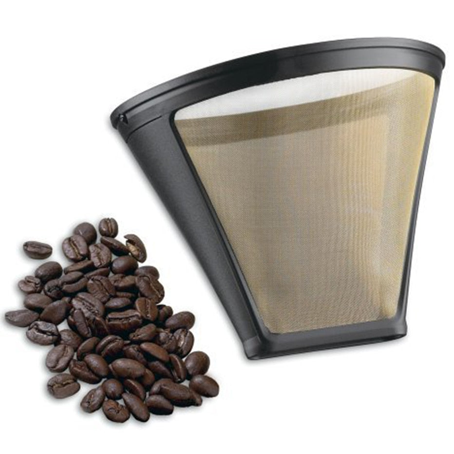 Gold Toned Edelstahl Mesh Wiederverwendbar Nr. 4 Cone Coffee Filter Basket