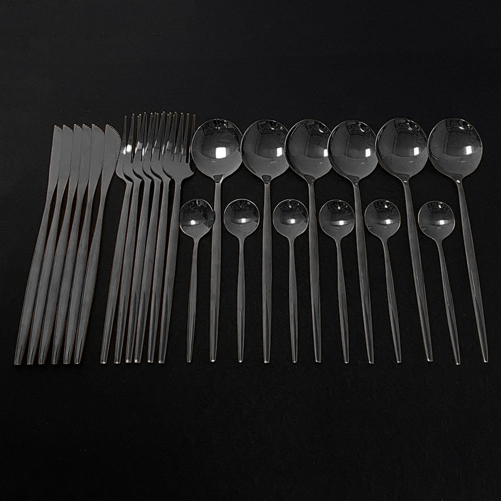 Edelstahl 24 Stück modernes Flatware Set