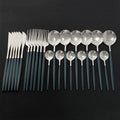 Edelstahl 24 Stück Silber Modernes Flatware-Set mit bunten Griffen