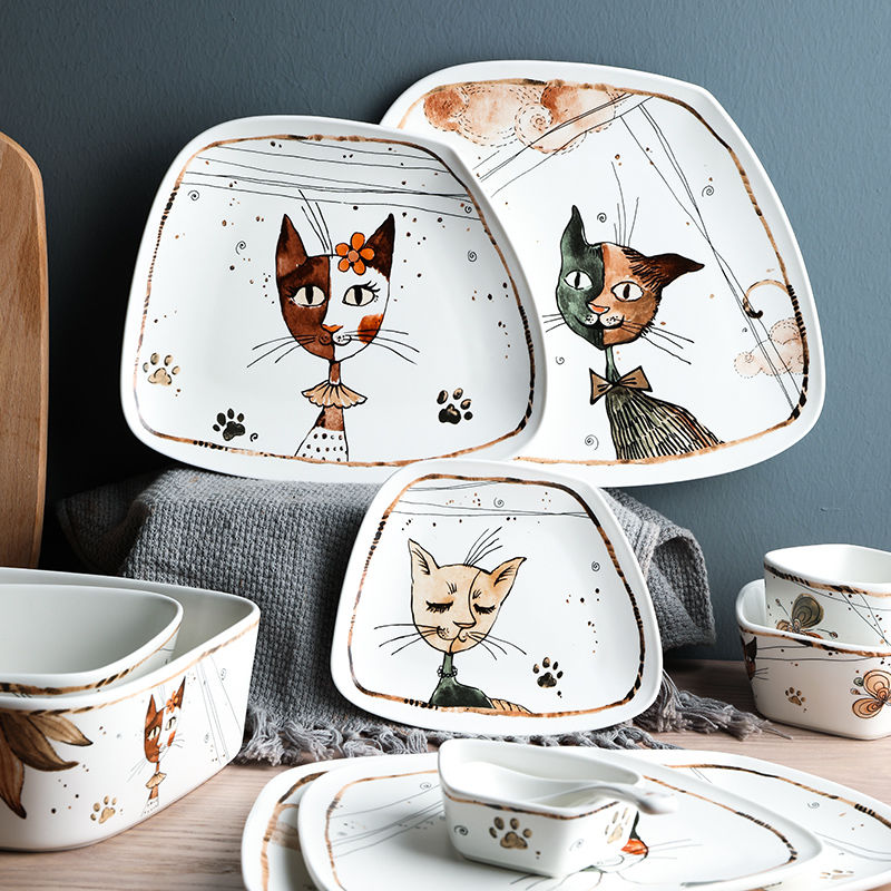 Classy Katzen unregelmäßig geformtes Keramikgeschirr