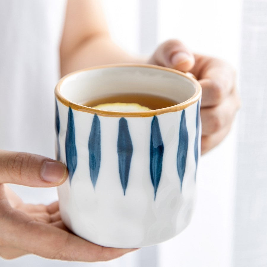 Nautical Style Keramikbecher mit glätten Glättglas Finish