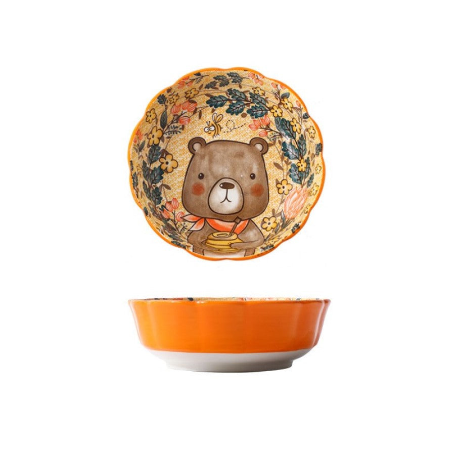 Entzückende Nordic Forest Freunde Keramik Scalloped Bowls