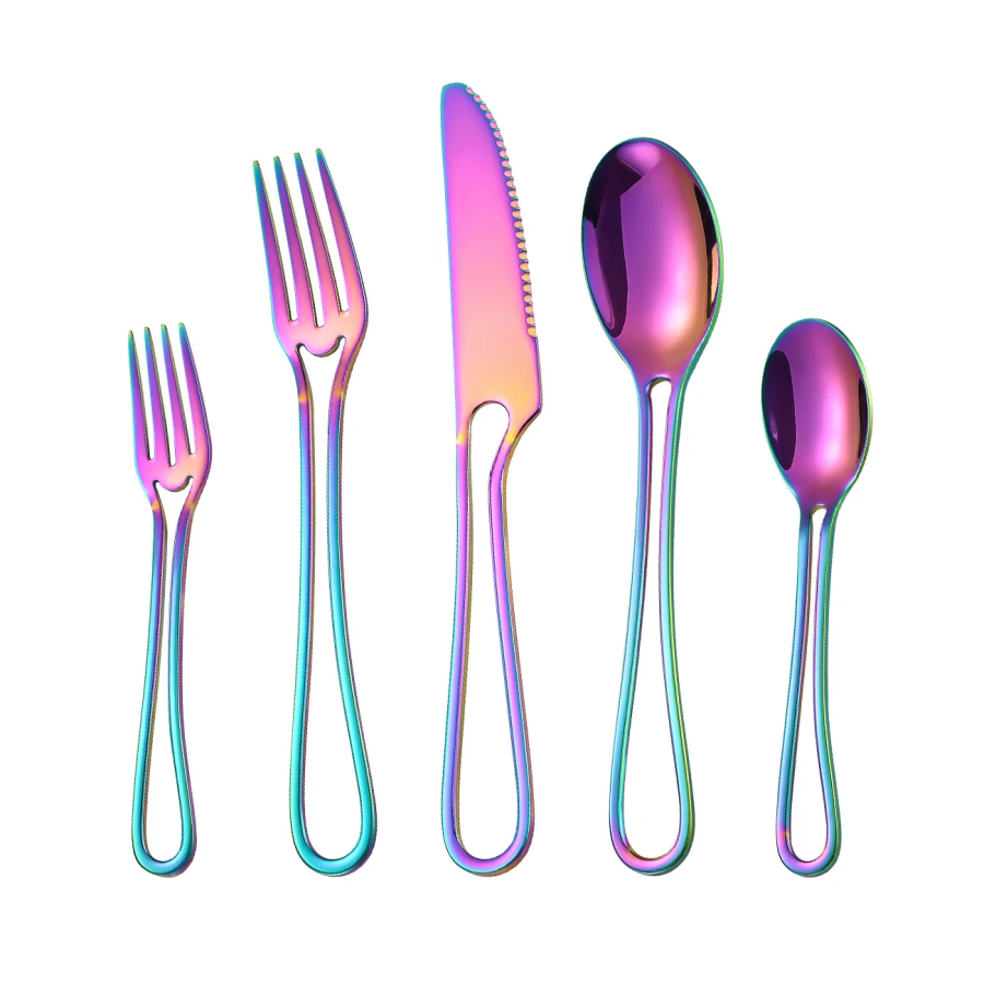 Minimalistischer Schnitt Griff Edelstahl Flatware 5-teiliges Set