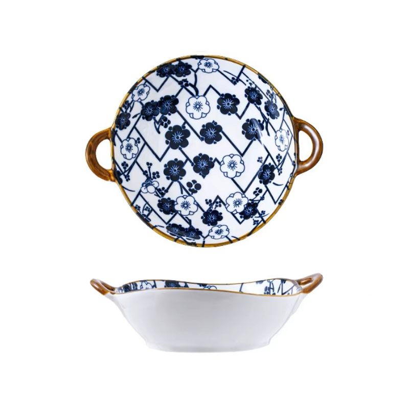 Farmhouse Oriental Style unregelmäßig geformte Keramikschalen mit Griffen