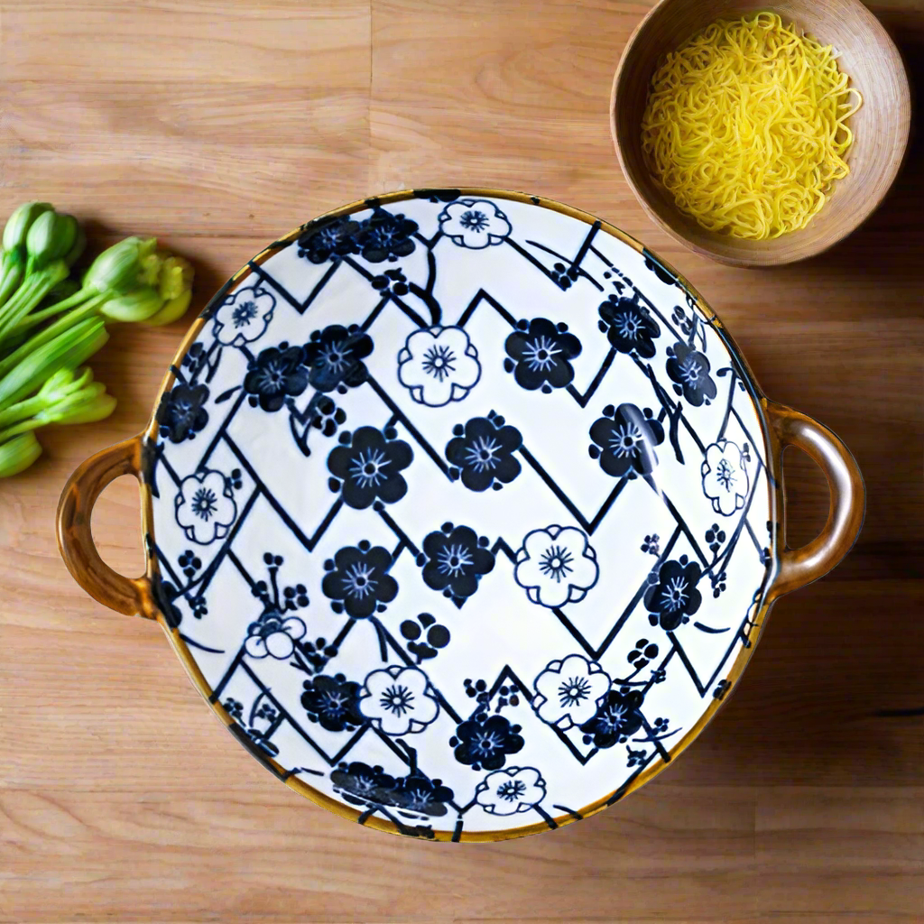 Farmhouse Oriental Style unregelmäßig geformte Keramikschalen mit Griffen