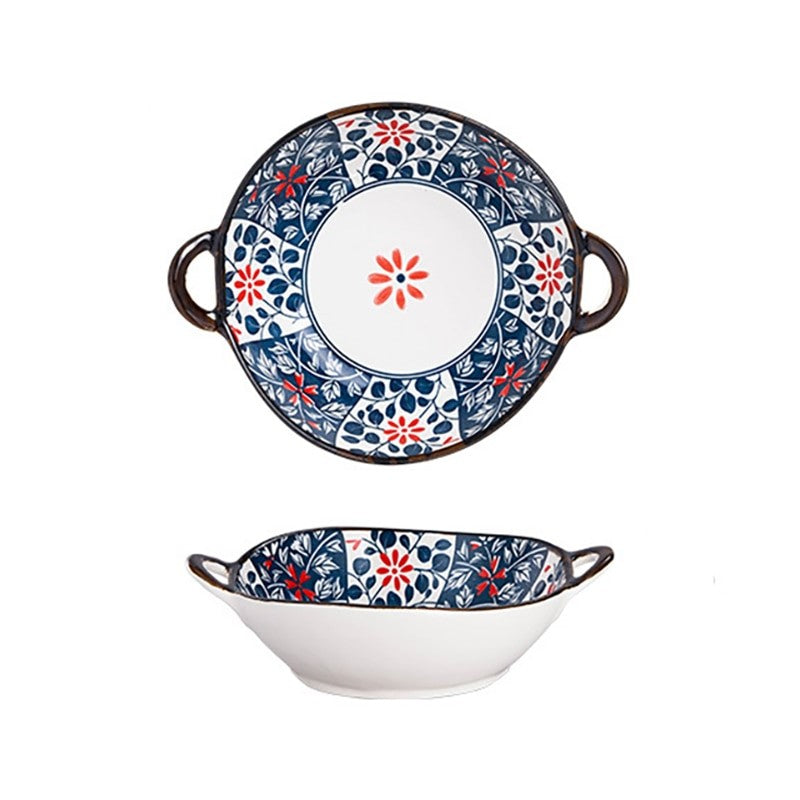 Farmhouse Oriental Style unregelmäßig geformte Keramikschalen mit Griffen