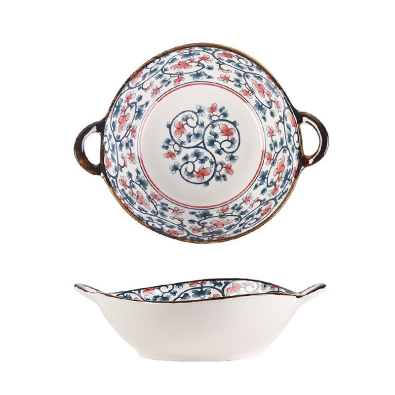 Farmhouse Oriental Style unregelmäßig geformte Keramikschalen mit Griffen