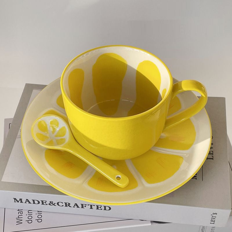 Sommer Fruit Style Keramikbecher, Löffel & Platte Set