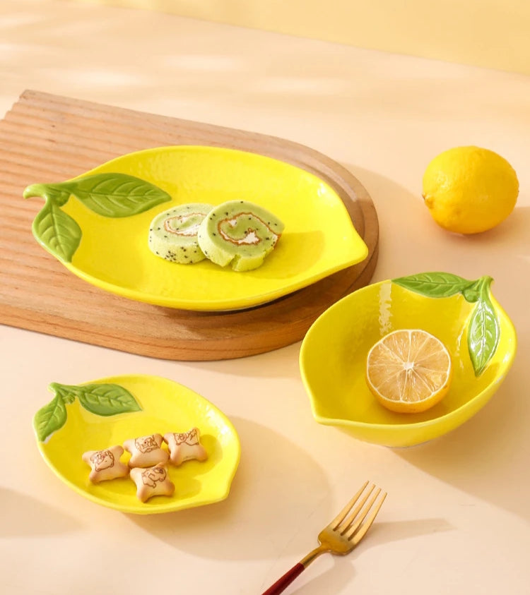 Helle Zitrone geformte Keramik dekorative Serveware