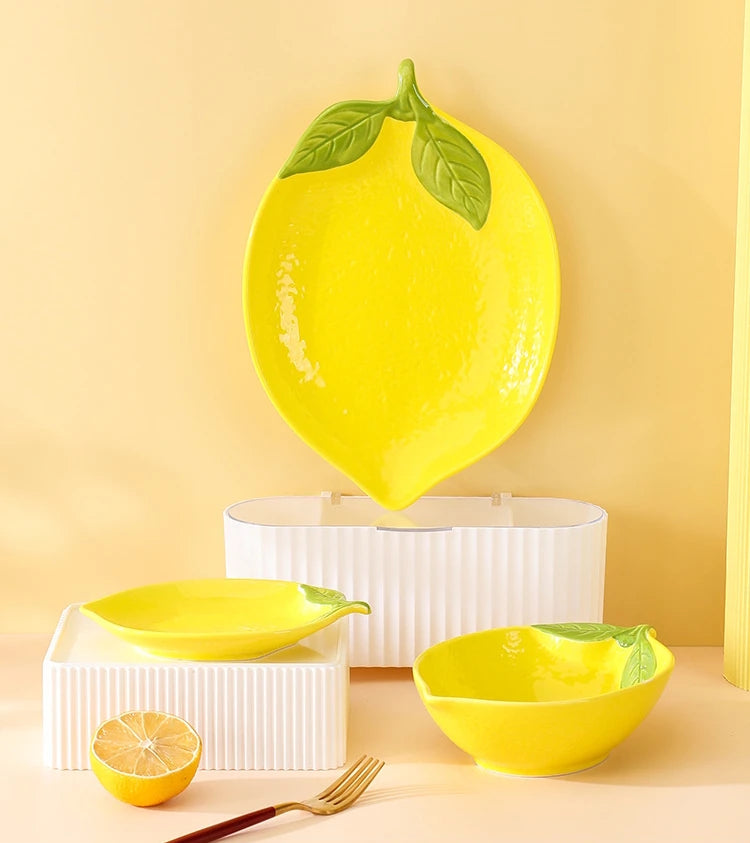 Helle Zitrone geformte Keramik dekorative Serveware