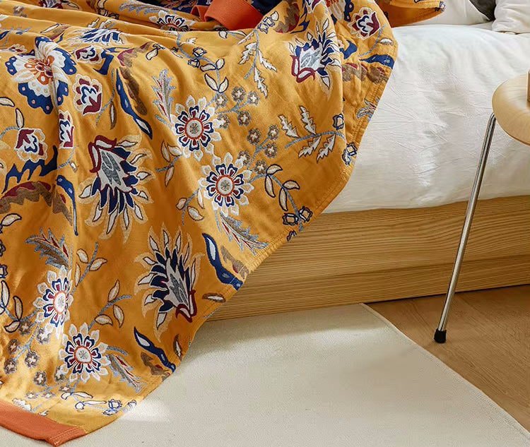 Regal Blumen Reversible Cotton Steppdecke Coverlet Leichte Bettwäsche