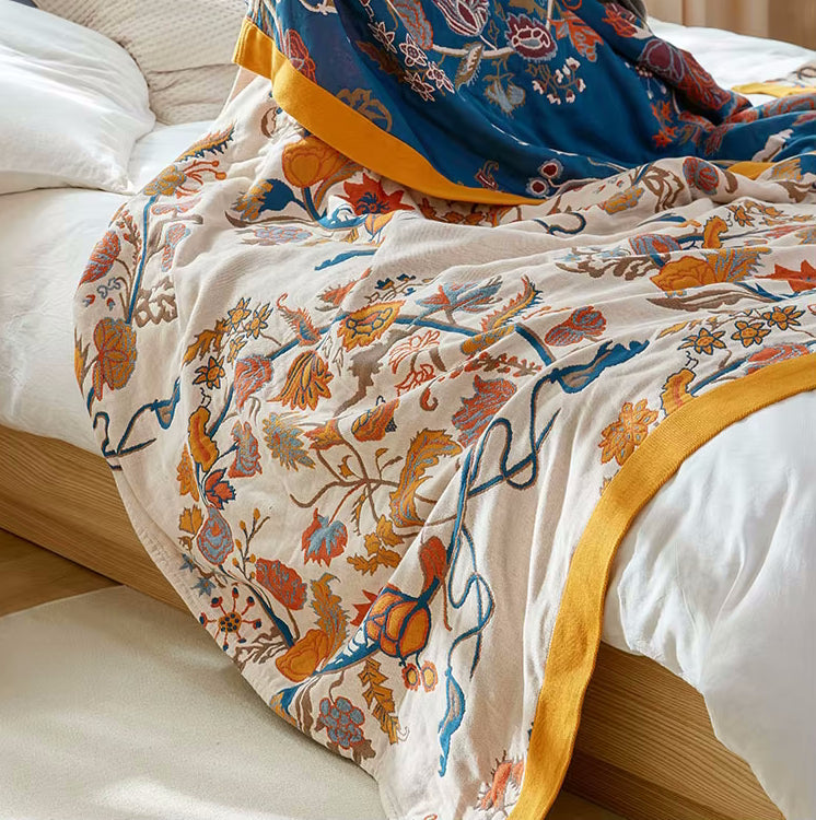 Regal Blumen Reversible Cotton Steppdecke Coverlet Leichte Bettwäsche