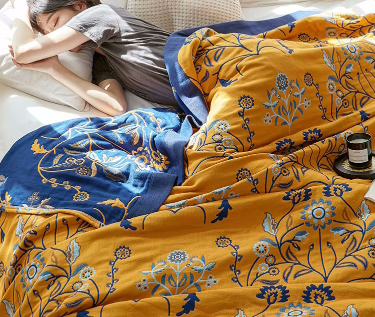 Regal Blumen Reversible Cotton Steppdecke Coverlet Leichte Bettwäsche